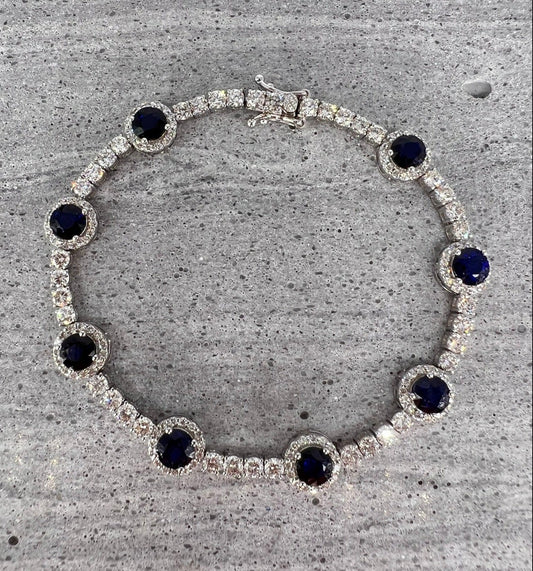 18K Diamond & Blue Sapphire Bracelet GQYBR6117-BS