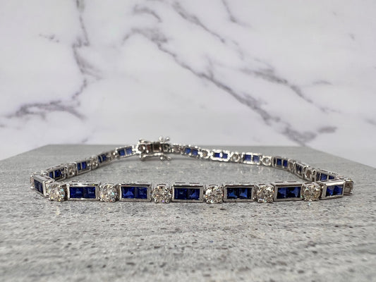 18K Diamond & Blue Sapphire Bracelet GQYBR6118