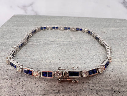 18K Diamond & Blue Sapphire Bracelet GQYBR6118